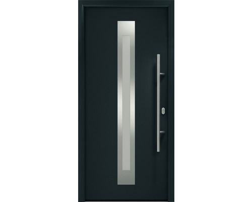 Porte d'entrée EcoStar ISOPRO IP 770S 1100 x 2100 mm droite RAL 7016 gris anthracite avec ensemble de ferrures, poignée barre en acier inoxydable, cylindre profilé de sécurité avec 5 clés