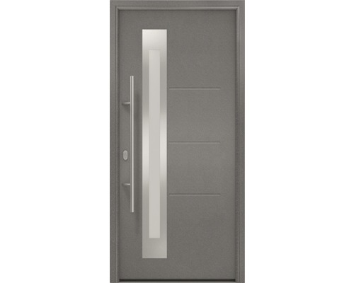 Porte d'entrée EcoStar ISOPRO IP 780S 1100 x 2100 mm gauche CH703 anthracite metallic avec ensemble de ferrures, poignée barre en acier inoxydable, cylindre profilé de sécurité avec 5 clés