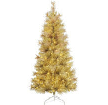 Künstlicher Weihnachtsbaum goldfarben mit LED-Beleuchtung und Metallständer für die Innendekoration.