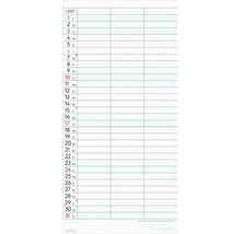 Monatskalenderblatt für Januar 2027 mit Spalten für tägliche Eintragungen und Notizfeldern.