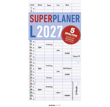 Familienplaner Superplaner L 2027 mit fünf Spalten für Termine, Ferienterminen und Notizbereich von Alpha Edition.