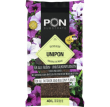 Pon Substrate Unipon terreau universel, 40 litres, sans tourbe, minéral, pour plantes d'extérieur et de balcon, fertilisé pour 3 mois.