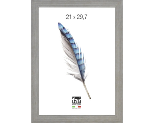 Bilderrahmen Frame Appeal, grau in Holzoptik, Format 21 mal 29,7 Zentimeter.
