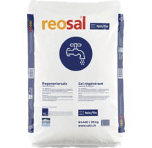 Sel régénérant Reosal fin, sac de 25 kilogrammes, chlorure de sodium pour installations d'adoucissement d'eau.