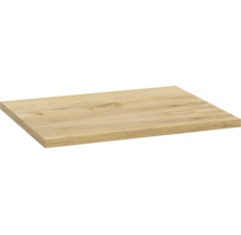 Tablette rectangulaire en décor bois avec veinures et nœuds.