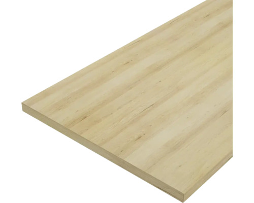Massivholzplatte aus hellem Holz mit sichtbarer Maserung für den Möbelbau oder Innenausbau.