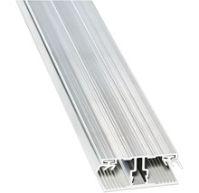 Profilé en aluminium rainuré avec système de clipsage pour revêtements de sol.