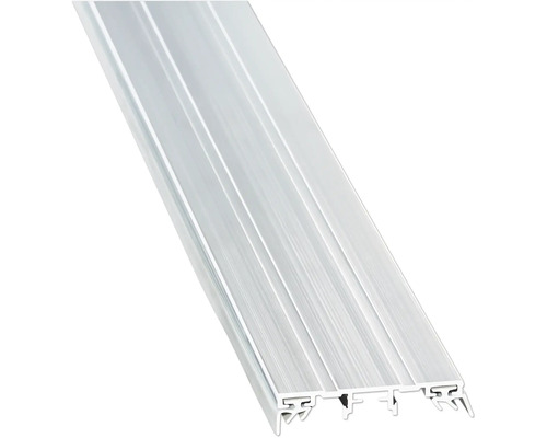 Profilé de transition en aluminium pour revêtements de sol avec surface rainurée.
