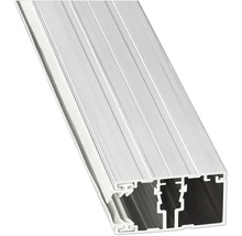 Profilé en aluminium avec rails de guidage intégrés et compartiments pour systèmes de montage.