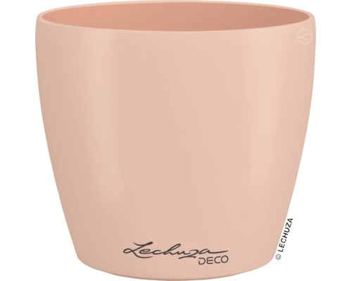 Pot de fleurs Lechuza Deco rond en plastique avec une finition mate. Lechuza Logo.