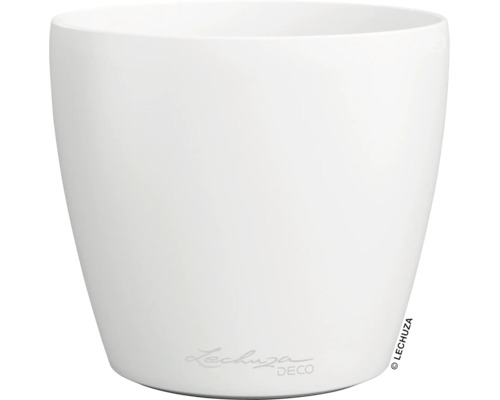 Cache-pot rond blanc en plastique de Lechuza.