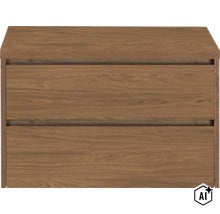 Meuble suspendu avec deux tiroirs en aspect bois (Image AI modified or generated)