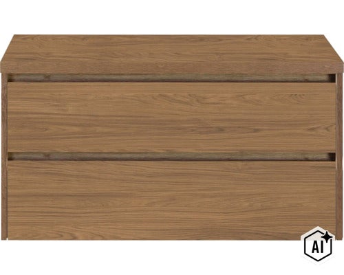 Commode moderne avec deux tiroirs en imitation bois (Image AI modified or generated)