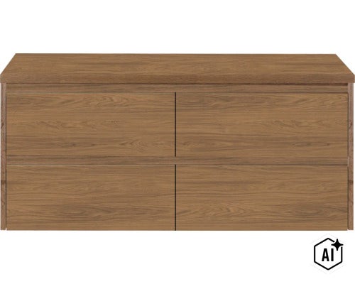 Commode en bois avec quatre tiroirs au design moderne (Image AI modified or generated)
