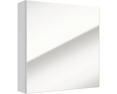 Schlichter Badezimmer-Spiegelschrank mit einteiliger Spiegeltür und weissem Korpus.