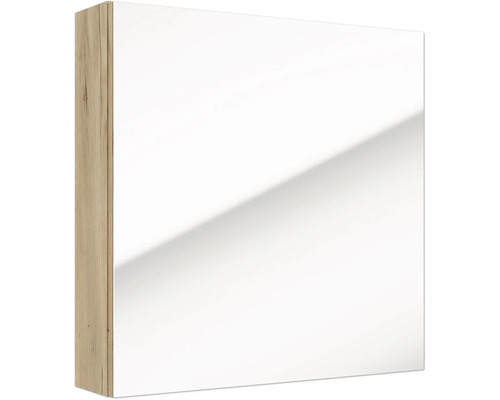 Miroir de salle de bain avec corps en bois aspect chêne