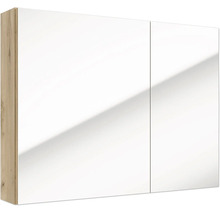 Armoire de toilette à deux portes pour salle de bain avec corps aspect bois