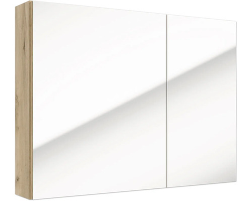 Armoire de toilette à deux portes pour salle de bain avec corps aspect bois