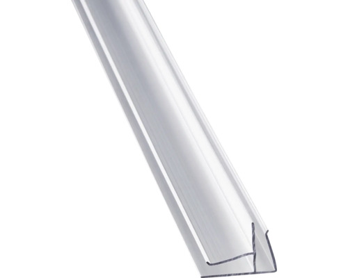 Profilé en plastique transparent pour portes de douche en forme de h.