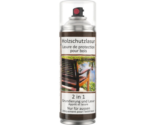 Holzschutzlasur Sprühdose 2 in 1 Grundierung und Lasur für außen