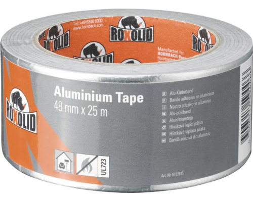 ROXOLID Alu Tape Ruban en aluminium certifié UL 723 - argent 48 mm x 25 m