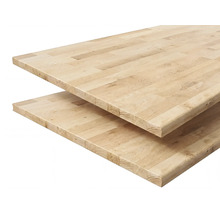Plan de travail en bois massif abouté avec bord arrondi en chêne.