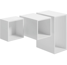 Dreiteiliges Wandregal-Set aus Würfeln in verschiedenen Grössen.