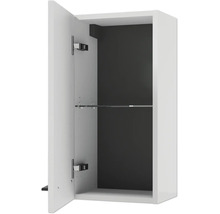 Bad-Hängeschrank mit geöffneter Tür und einem Glaseinlegeboden.