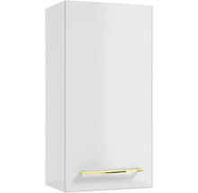 Weißer Hochglanz-Badezimmer-Hängeschrank mit goldenem Griff
