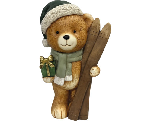 Weihnachtsdekoration Bär mit Skiern und Geschenk