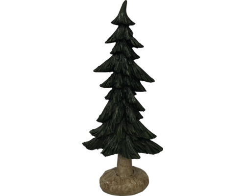Künstlicher Tannenbaum für die Weihnachtsdekoration auf einem Sockel in Holzoptik.
