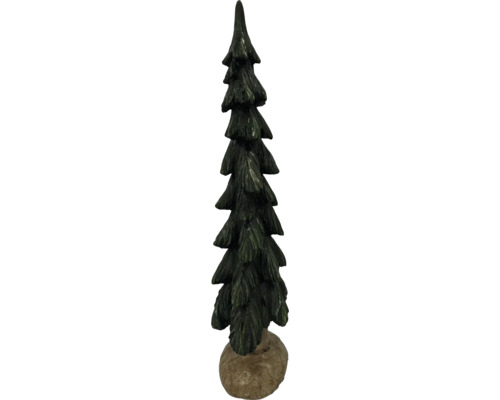 Dekorative Tannenbaum-Figur mit strukturierter Oberfläche auf einem Sockel.