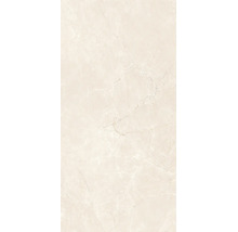 Carreau beige aspect marbre avec veinage délicat.