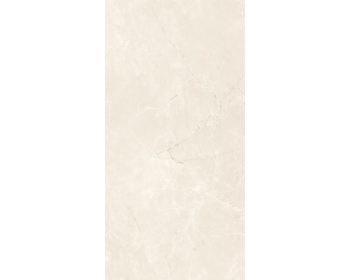 Carreau beige aspect marbre avec veinage délicat.