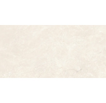 Carrelage aspect marbre avec veinage discret.