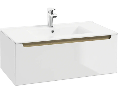 Waschtischunterschrank STILLA BxHxT 80 x 30 x 45 cm Frontfarbe weiss glanz