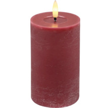 Rote LED-Stumpenkerze aus Echtwachs mit beweglicher Flamme.