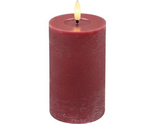 Rote LED-Stumpenkerze aus Echtwachs mit beweglicher Flamme.