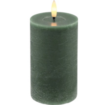 Bougie LED rustique en cire avec flamme réaliste, vert foncé