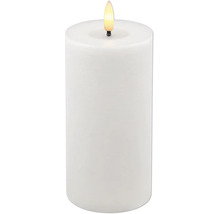 Bougie pilier LED blanche avec flamme artificielle.
