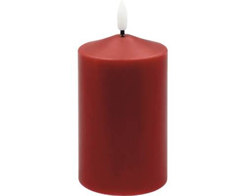 Rote LED-Stumpenkerze mit künstlicher Flamme.