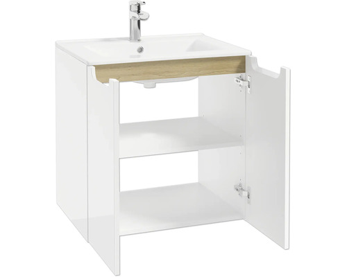 Waschtischunterschrank mit 2 Türen STILLA BxHxT 60 x 60 x 45 cm Frontfarbe weiss glanz