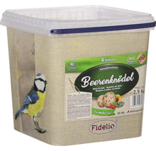 Fidelio Beerenknödel für Wildvögel, ambrosia-kontrolliertes Ganzjahresfutter im 2,5 Kilogramm Kunststoffeimer, 30 Stück.
