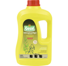 Gesal Unkrautvertilger Konzentrat Super-Rapid, gelbe 1,5 Liter Kunststoffflasche zur effektiven Unkrautbekämpfung.