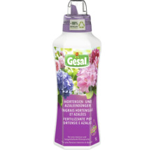 Gesal Hortensien- und Azaleendünger in der 1 Liter Flasche aus circa einhundert Prozent Recyclat mit Qualitätsgarantie.