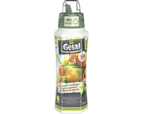 Engrais agrumes Bio Gesal 500 ml engrais liquide pour agrumes en bouteille 100 pour cent recyclée végane.