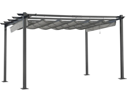 Pergola autoportante en aluminium avec toit rétractable pour terrasse et jardin.