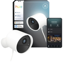 Caméra filaire Philips Hue Secure 2K intérieur et extérieur avec emballage et application. Compatible Google Home et Samsung SmartThings.