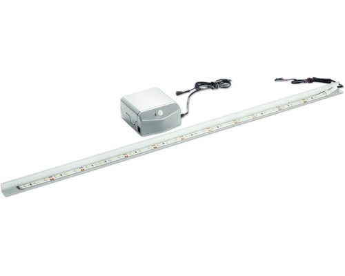 Kit de réglette LED avec bloc d alimentation et câble de raccordement pour armoires ou étagères.