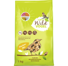 Nourriture pour oiseaux sauvages mélange de flocons, 1 kilogramme, sans coques, alimentation toute l'année, avec flocons d'avoine et raisins.